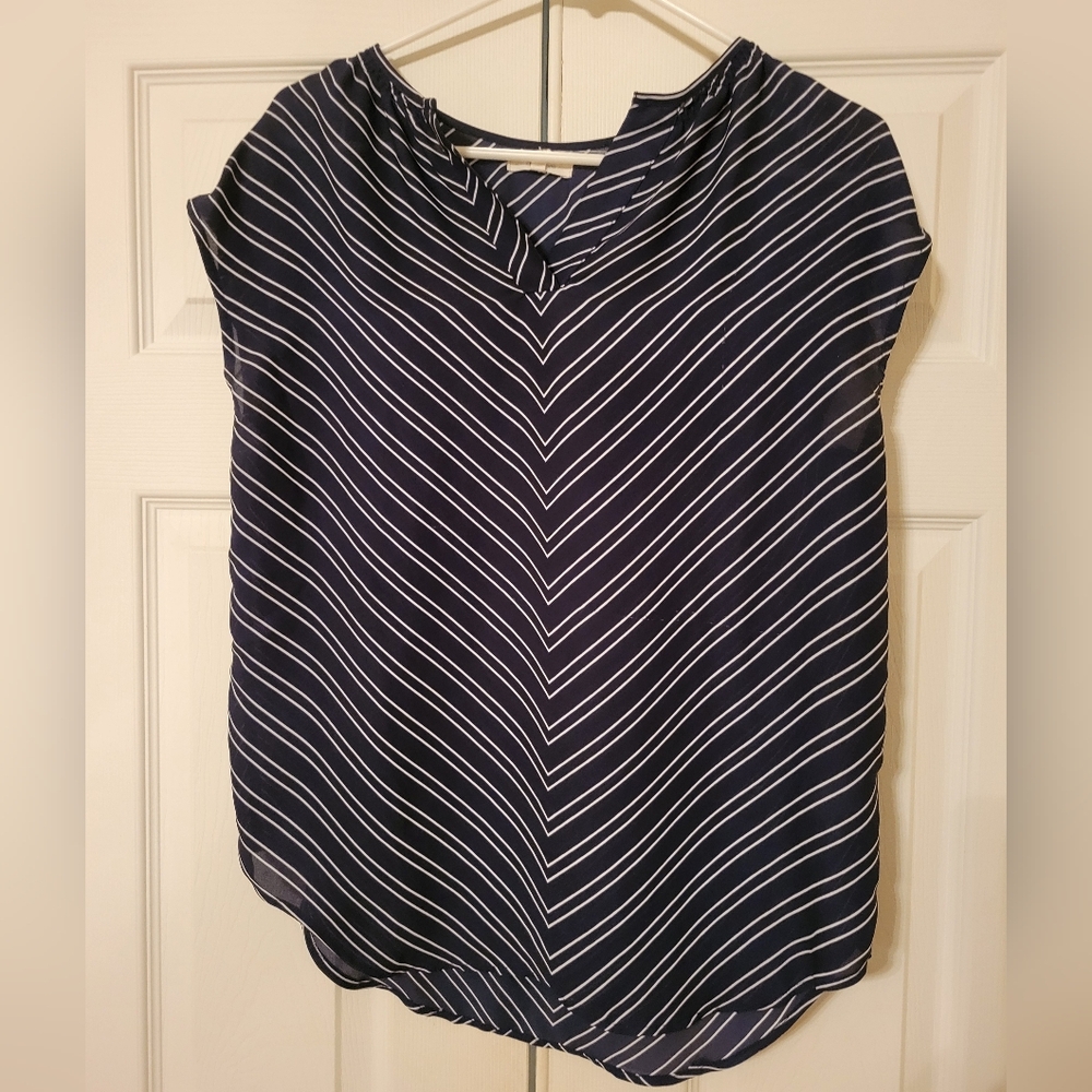 Maurices sleeveless blouse, navy and white stripe, x-small